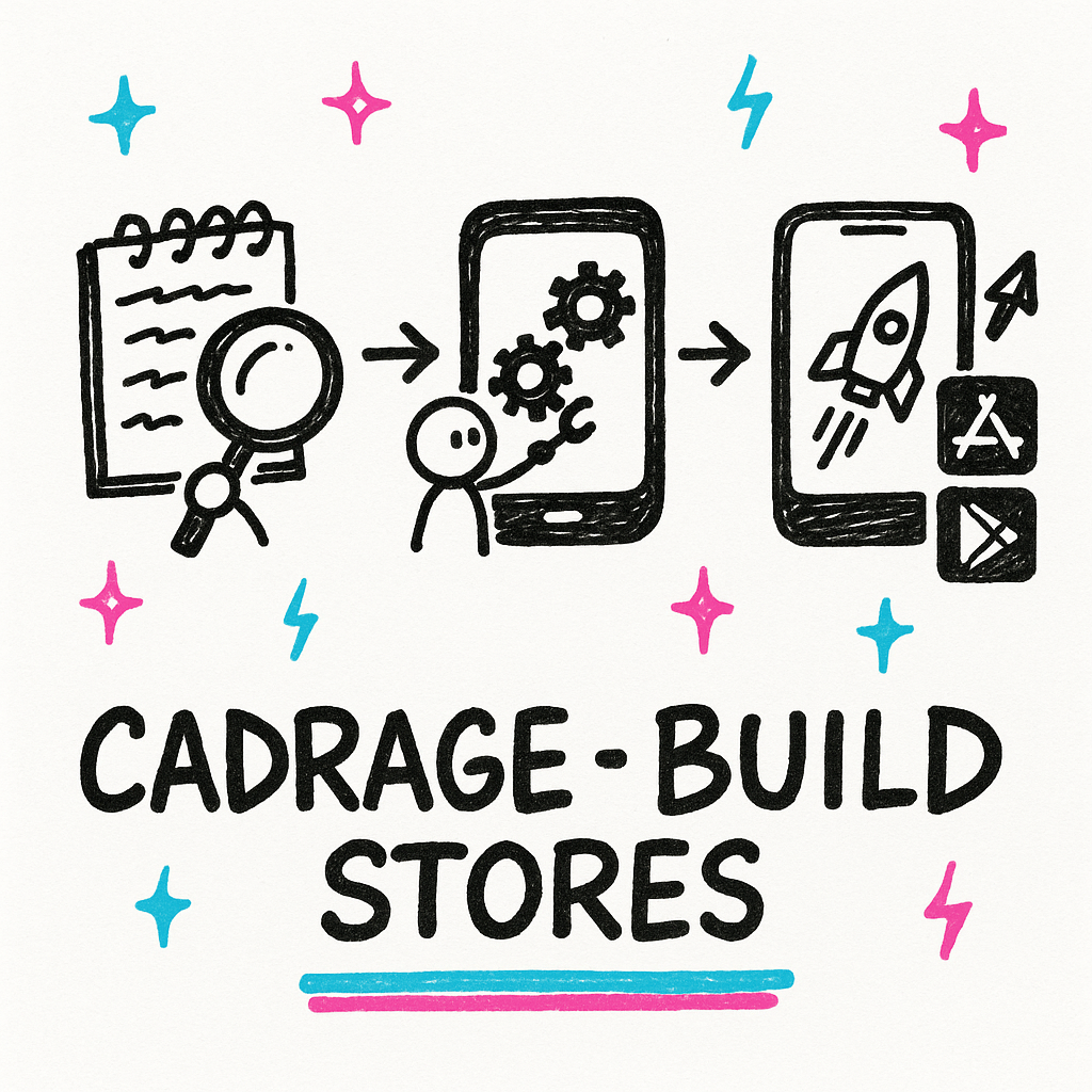La méthode en 3 étapes: Cadrage, Construction, Lancement sur les stores