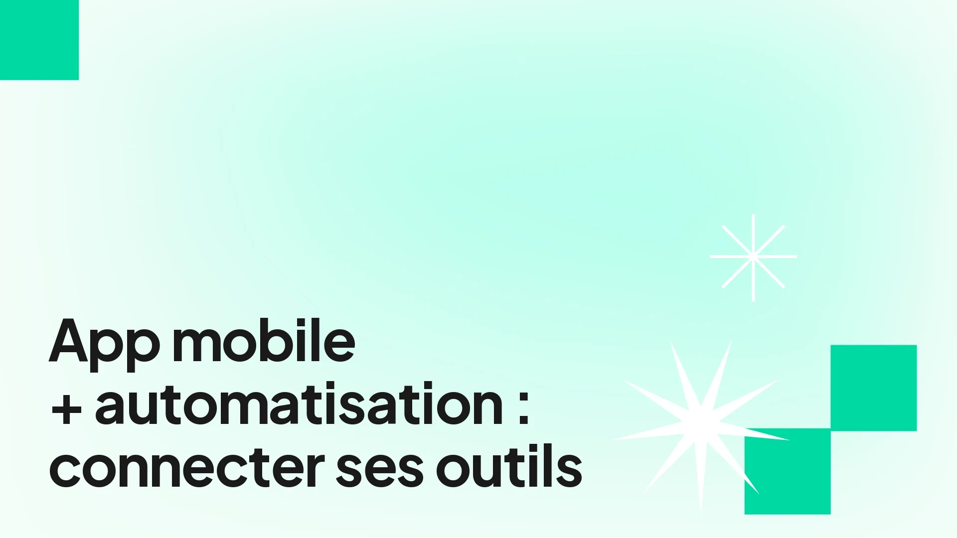 Schéma d'intégration entre une app mobile et les outils métiers PME : CRM, facturation Bexio, agenda, Slack, automatisation Make et Zapier