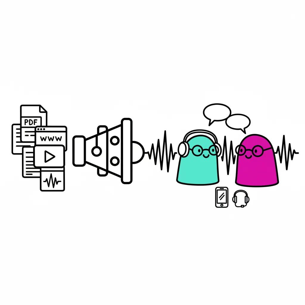 Illustration de la fonctionnalité Audio Overview : des documents transformés en podcast