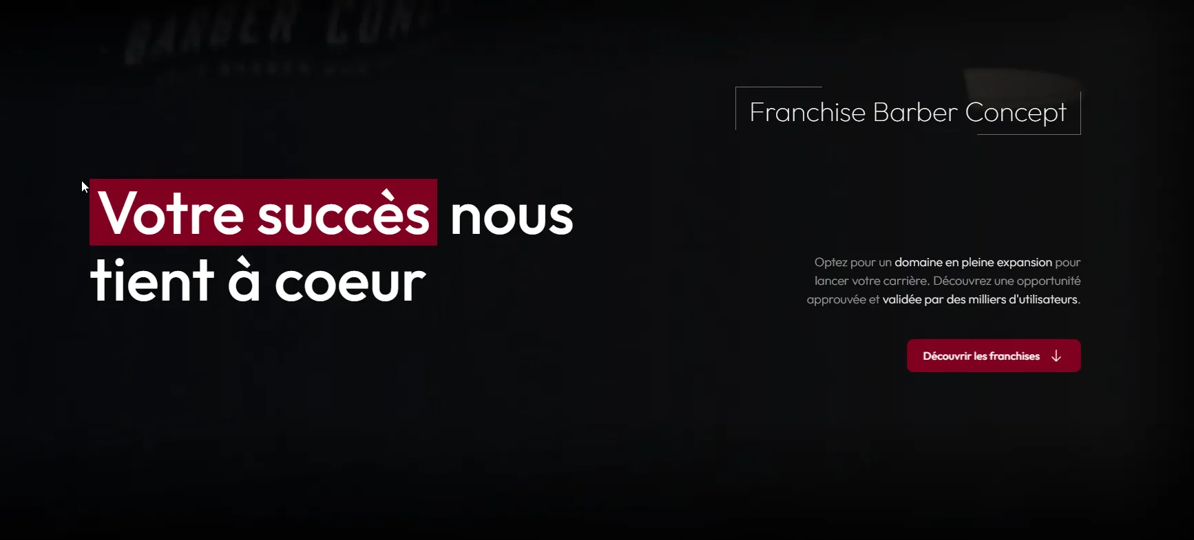 Page franchise Barber Concept — Votre succès nous tient à coeur