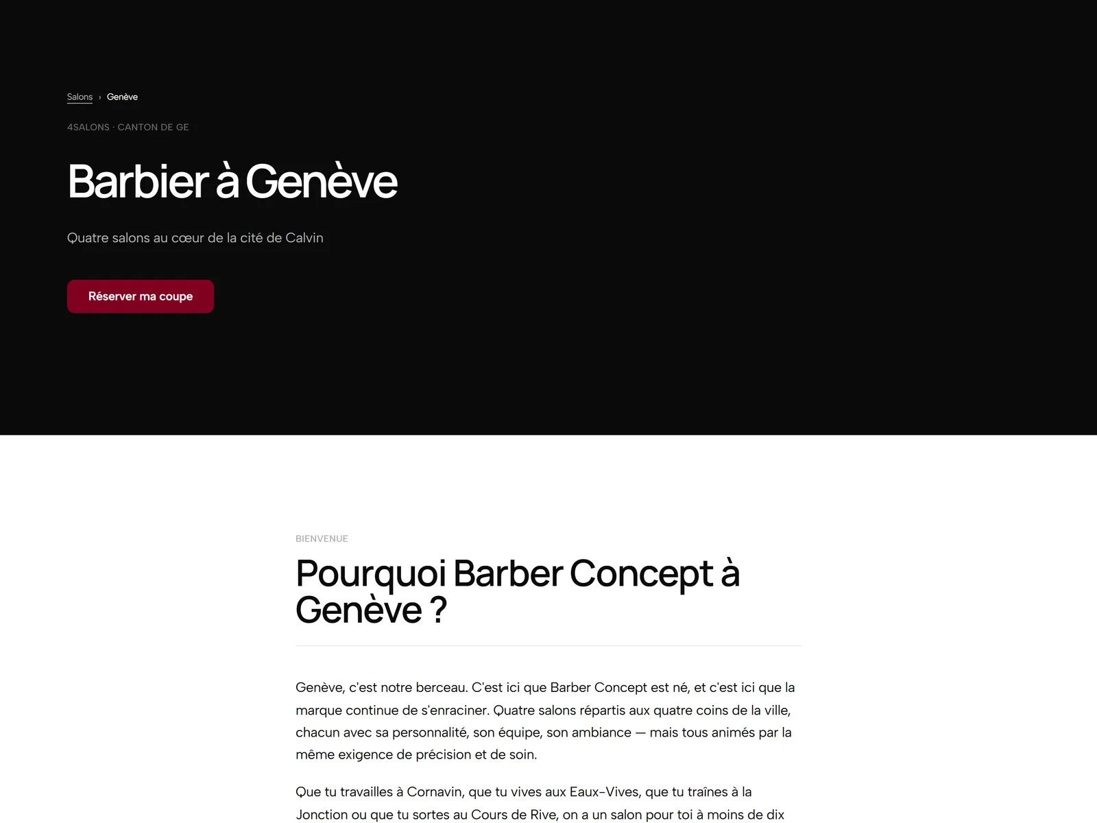 Page Barbier à Genève — landing locale du site Barber Concept