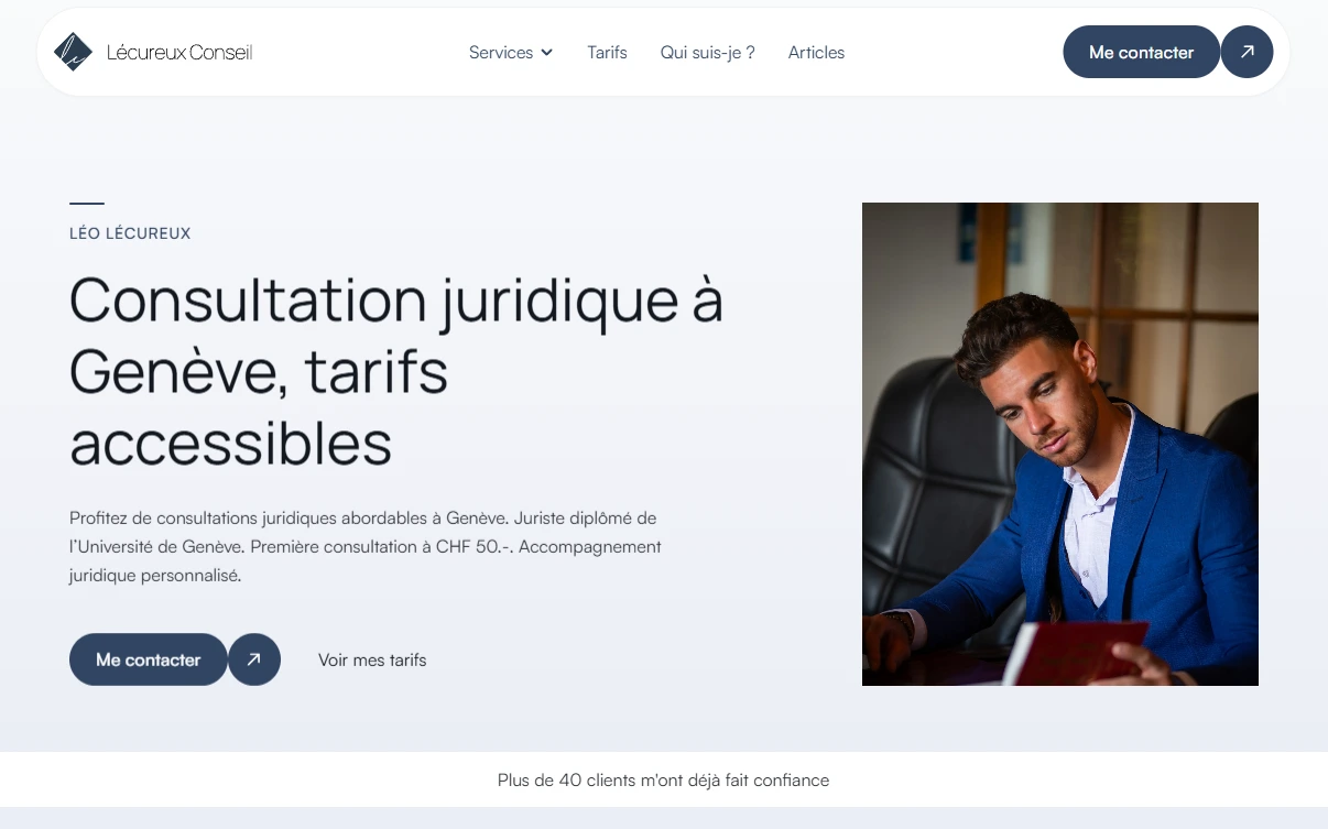 Site web Lecureux Conseil - juriste spécialisé restauration Genève
